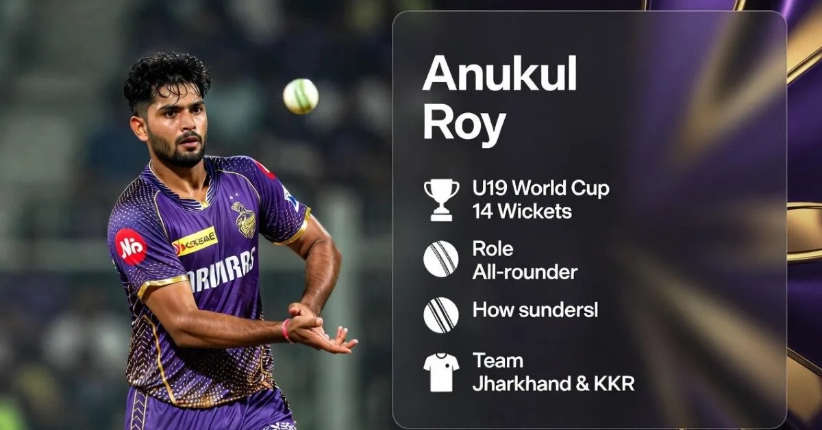 अनुकूल रॉय क्रिकेटर बायोग्राफी इन्फोग्राफिक - झारखंड और KKR, Anukul Roy Cricketer Biography Infographic - Jharkhand and KKR